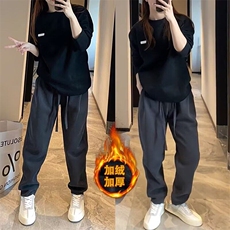 加绒加厚卫裤男士秋冬季潮牌宽松弹力哈伦裤子宽松百搭束脚休闲裤，男装休闲裤，星座506A