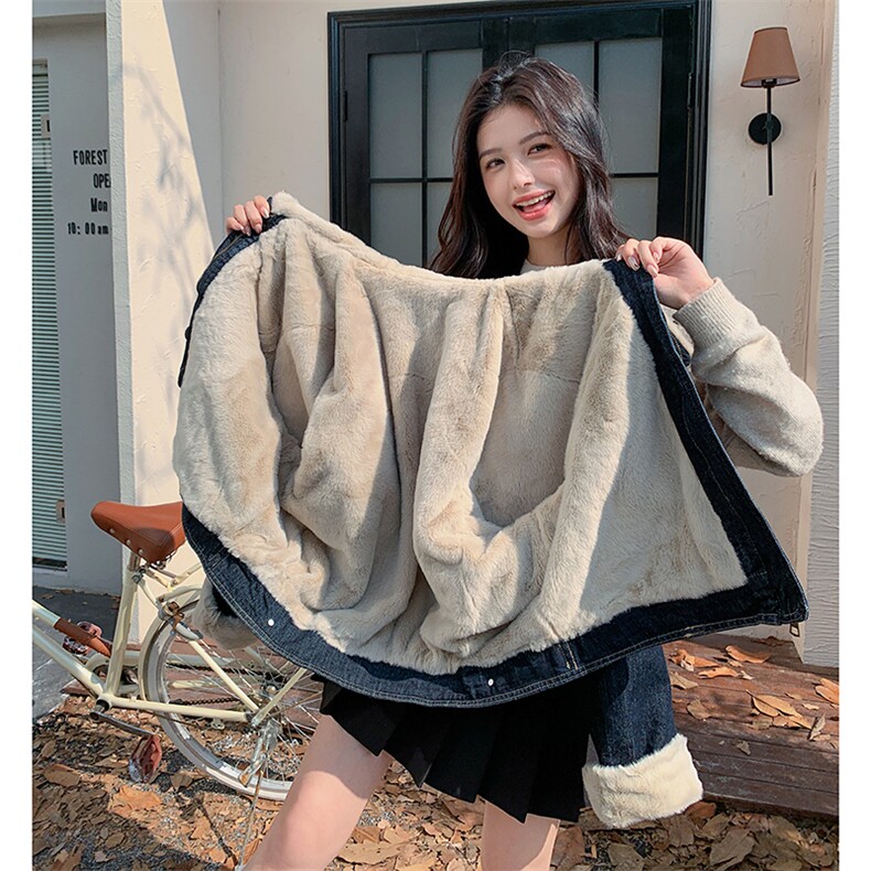 新款现货主推内里仿水貂牛仔派克服9915-P195-K288,女装短外套,2C129