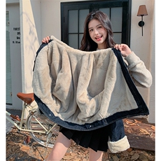 新款现货主推内里仿水貂牛仔派克服9915-P195-K288，女装短外套，2C129