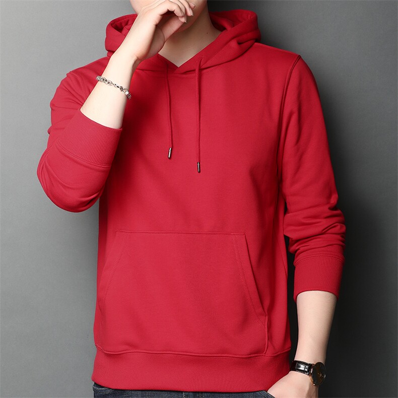 F6067钱塘2020-1春秋纯色套头长袖T恤男士休闲百搭连帽卫衣P56，男装T恤，钱塘207-1