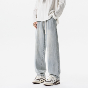 8XL-M牛仔裤美式潮牌复古水洗做旧特大码直筒宽松长裤NZ9009/P58图片