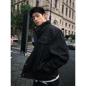 复古原牛斜领短款硬挺牛仔夹克JK0166-P85，男装夹克，星座313A(原308A-2)