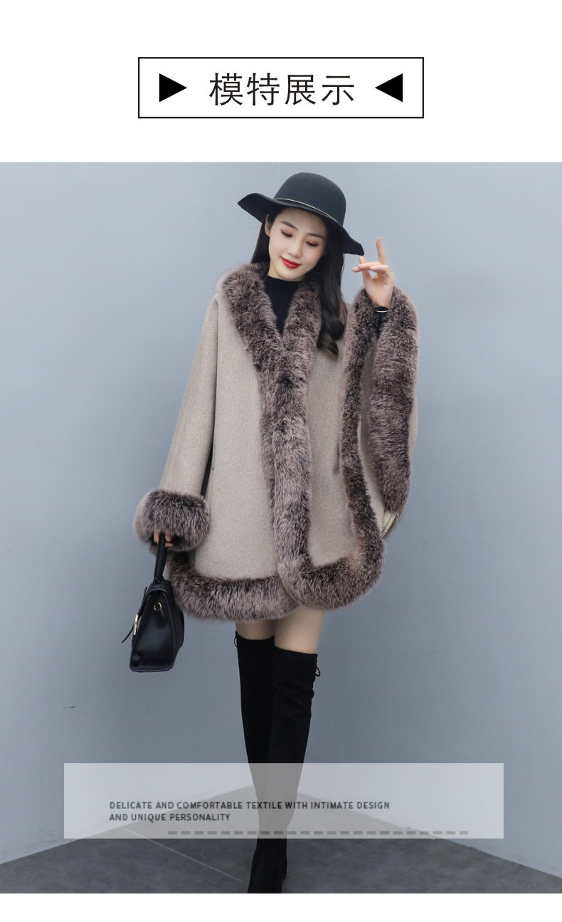 The new autumn and winter cape woolen coat is a versatile mid-length shawl for women, paired with a double-sided woolen cape coat pic 11
