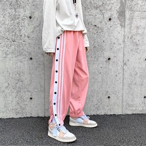 20港风男休闲裤学生宽松侧边扣子九分裤卫裤长裤潮504-K2062-P55图片