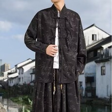 风高档男中式立领长袖衬衫风立领刺绣重磅灯芯绒衬衣CS522，男装衬衫，星座208-5