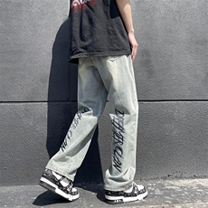 2024夏季新款工装牛仔裤男港风潮牌宽松直筒休闲裤现货K7803-P45，男装牛仔裤，星座512-3
