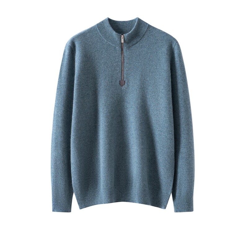 2025年秋季新款百搭半拉链加虚提，男装羊绒套衫，榆莲羊绒