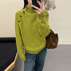 毛衣女冬季加厚外穿内搭套头圆领短款小个子时尚针织衫打底衫上衣，女装针织衫/毛衣，暖姿羊绒