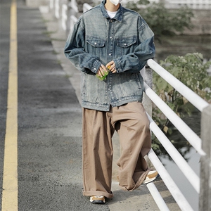 牛仔外套男韩版潮流高街帅气2023秋冬季新款ins宽松夹克W4339-P65图片