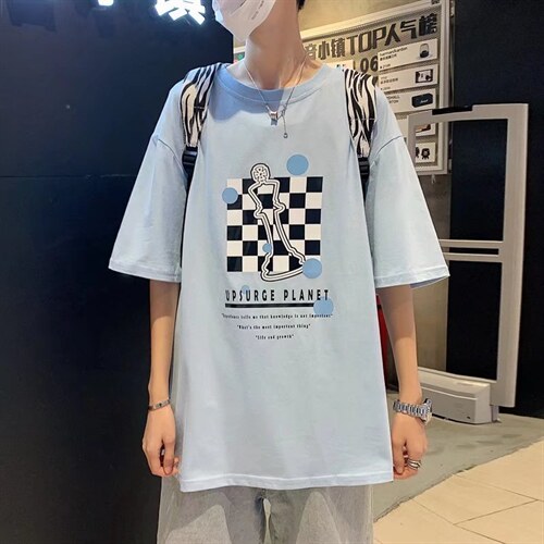 夏季潮牌男士短袖t恤男潮流上衣情侣半袖体恤衫棋盘RT19P28,男装T恤,星座1116-2