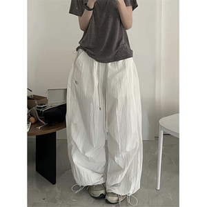 降落伞工装裤女抽绳宽松皱褶阔腿裤子休闲爵士跳舞运动裤 KZ1288图片