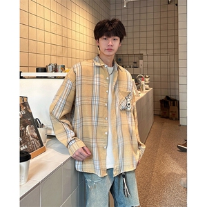 8XL-M 小狗格子衬衫男长袖2025春情侣款寸衣宽松衬衣CS519P58控78图片