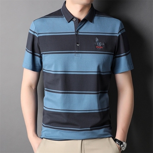 夏季新款男士翻领短袖t恤中年有领男装上衣服休闲POLO衫