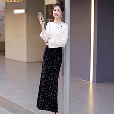 2024春装新款复古简约两件套淑女气质搭配套装套裙，女装套装/套裙，芭米依尚
