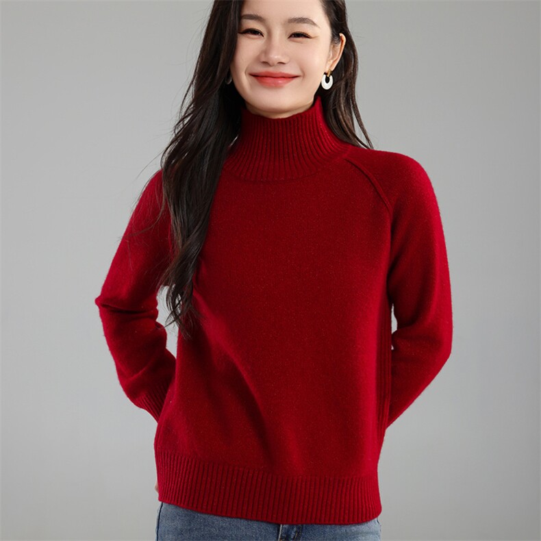 时尚百搭女士半高领针织衫简约气质修身毛衣,针织衫/毛衣,奢优羊绒