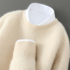 2025年秋季直筒型长袖时尚都市圆领时尚百搭通勤，男装羊毛衫，宇灿羊绒