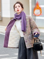 2025冬装新款简约时尚宽松舒适配围巾羽绒服，女装羽绒服，美沁