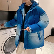 港风渐变色情侣装男装棉衣宽松棉服冬装加厚外套A409-1，男装棉衣，电商A409-1