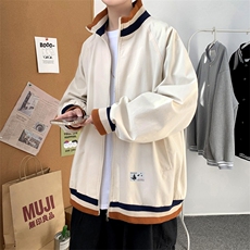 J602P30室内港风2024秋季三色领宽松情侣蝴蝶印花立领夹克外套，男装夹克，电商A026-1