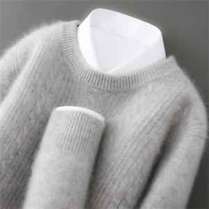 2025年秋季新款七针小麻花纹针织羊毛衫时尚休闲通勤百搭，男装羊毛衫，雅邦羊绒