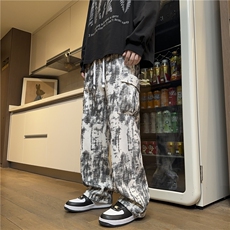 秋季新款潮流扎染灯芯绒弯刀版型宽松休闲裤K897*P45控68，男装休闲裤，星座227-1