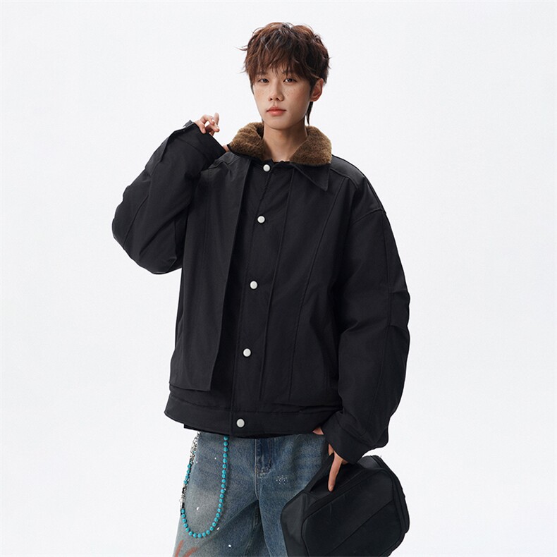 （双翻领）冬季毛领翻领双层设计加厚保暖棉服,男装棉衣,星座216-1