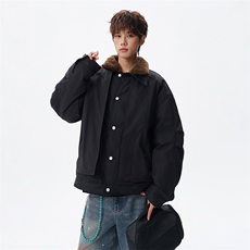 （双翻领）冬季毛领翻领双层设计加厚保暖棉服，男装棉衣，星座216-1