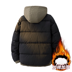 3D男女冬季加绒加厚假两件连帽保暖棉服大衣A406MY829P108，男装棉衣，星座309（原A406）