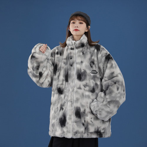 21冬季加厚中性风扎染小兔毛棉服潮流羊羔毛情侣棉衣227-910-P148,男装棉衣,星座227