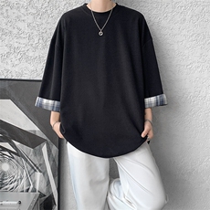 8XL-M特大码短袖男夏季高品质冰丝五分袖拼色宽松大码T恤DX308P38，男装T恤，电商D206-1