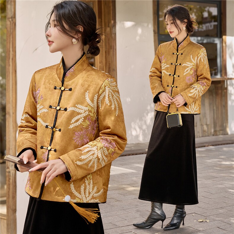 现货，两面穿新中式棉衣2025年冬季新款,女装棉衣/棉服,利佳可人