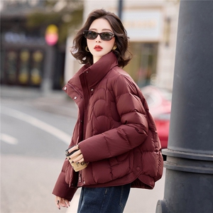 现货新款主推时尚潮流90绒羽绒服休闲冬季立领纯色女外套遮肉图片