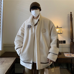 港风新品 皮毛一体刺绣羊羔毛棉衣男装加厚冬装棉服外套G1037P128图片