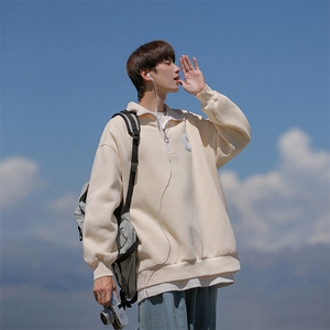 B225-A6372-P62-X78-棉-贴标-拉链男生学生百搭套头卫衣图片