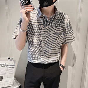 高品质 个性印花花短袖衬衫男士宽松社会小伙衬衣潮TZ96P5078图片