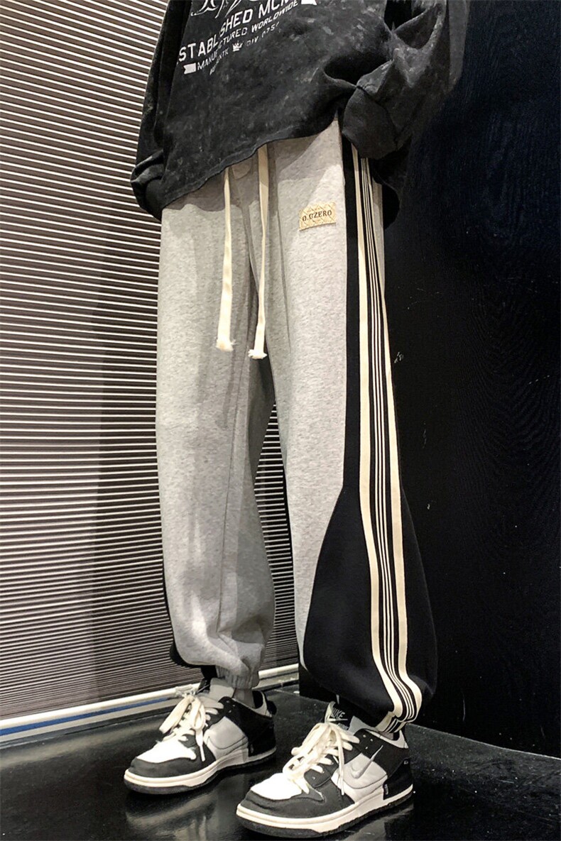 上新青少年纯棉休闲裤潮牌拼色运动裤子XZ301b-2-CK652特P43,男装休闲裤,星座301B-2（原A443-1）
