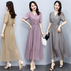 高级感天丝连衣裙女2024夏季新款气质妈妈收腰显瘦高腰薄款a字裙，女装连衣裙，关键词