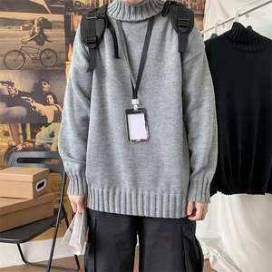 毛衣男士青年情侣高领韩版宽松潮流学生针织衫休闲百搭纯色毛线衣图片