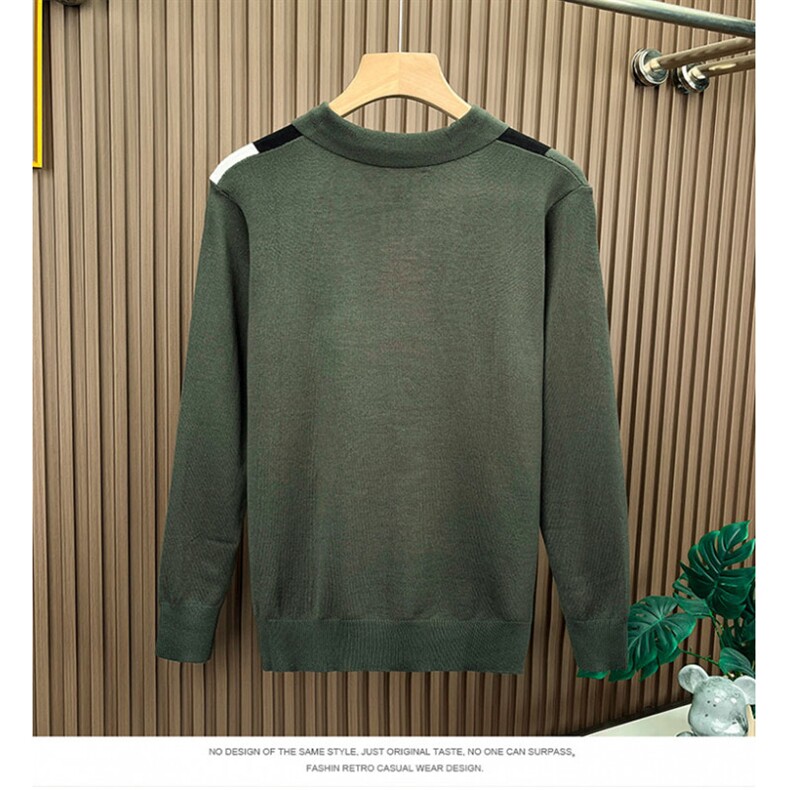 MM503-P55韩版潮流休闲条纹撞色翻领薄款长袖针织衫,男装针织衫/毛衣,星座617A-2