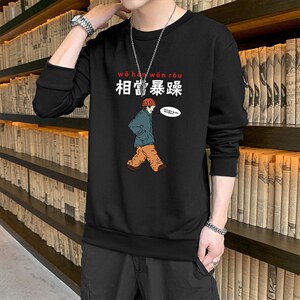 跑量卫衣男22秋季打底上衣潮流韩版宽松T恤时尚百搭长袖W081图片