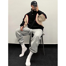 【有货】半拉链立领卫衣男春秋美式高街机车夹克外套WT05CC-P65，男装夹克，星座1007（原301D）