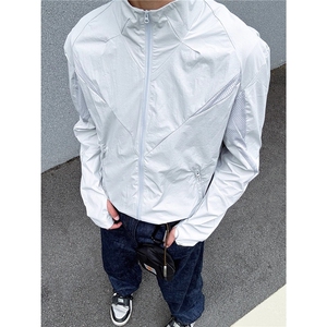 美式复古正肩防晒服立领透气防水轻薄cleanfit外套夹克夏图片