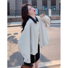 秋季短款宽松外套女士休闲工装夹克撞色翻领上衣简约文艺JY822，男装夹克，星座1116A（原606A-3）