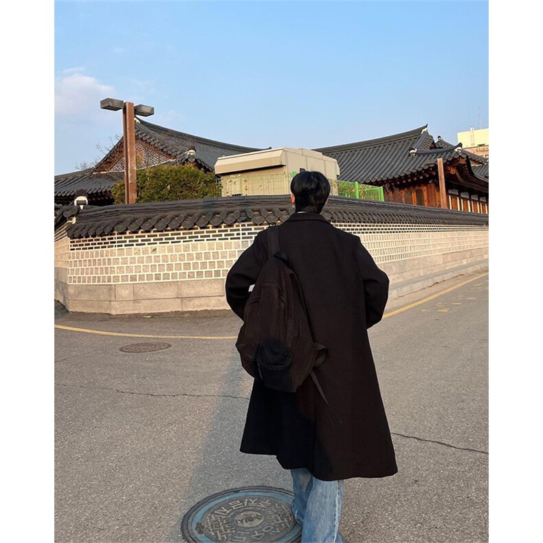 现货~美式cleanfit男士中长款过膝毛呢大衣外套Y985-P115加棉125,男装毛呢大衣,星座1004-3