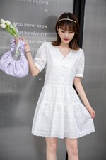 夏季镂空连衣裙，女装连衣裙，吉之红