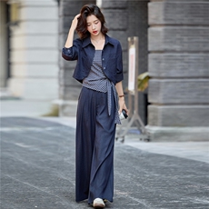 秋季新款酷飒风套装时尚休闲三件套不规则裁剪设计感套装，女装套装/套裙，慕依路