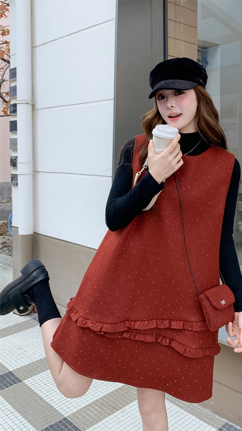 【春款现货】纯色打底衫+背心连衣裙送包包2D148-2608-P168-K252,女装套装/套裙,2D148