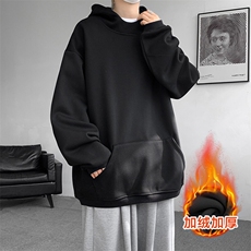 8XL-M连帽卫衣硬挺连帽卫衣男美式复古重磅帽衫加绒外套WY9105P68，男装卫衣，电商B238