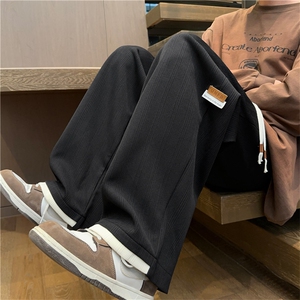 K2485批45控68 假两件裤子男秋季新款肌理感长裤百搭休闲裤男裤子图片