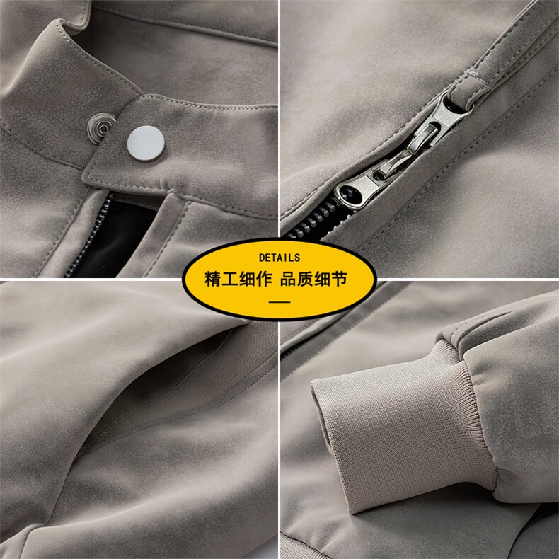 2025秋季新款现货绒感雾花皮衣男立领夹克外套DSA157B-J2550-P85,男装夹克,电商A157B
